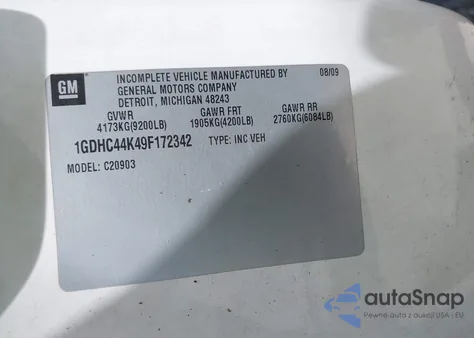 2009 GMC Sierra 2500Hd Work Truck z USA, uszkodzony, nr VIN 1GDHC44K49F172342